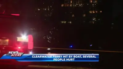 At least 2 airlifted after boat hits ferry off Clearwater bridge and flees, police say